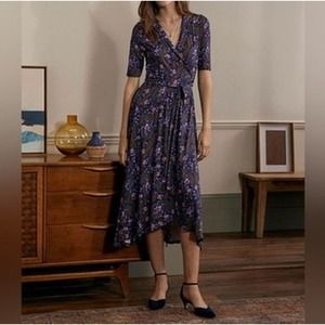 Boden Floral Maxi Dress in Navy and Purple